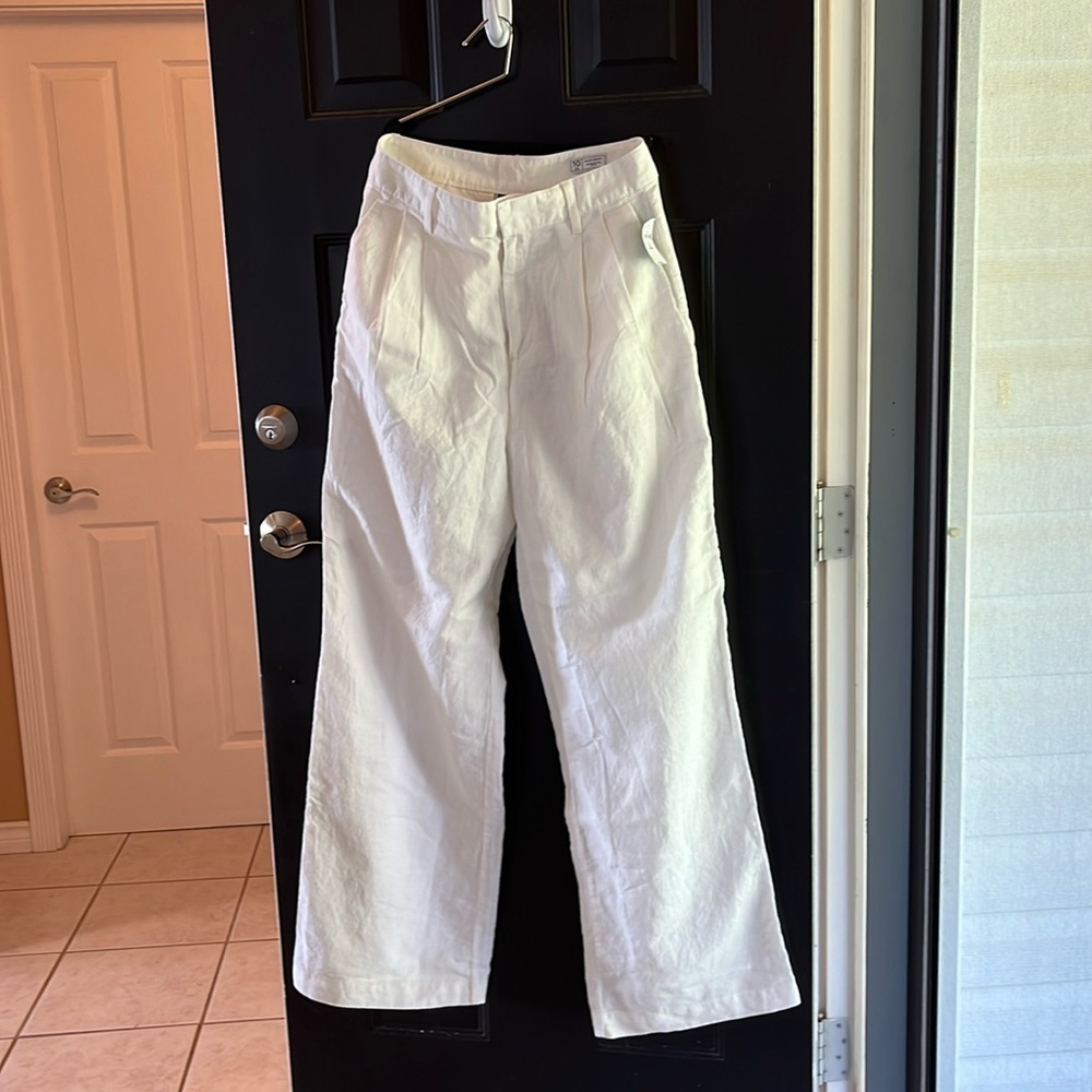 NWT Gap white linen blend trousers size 10 tall